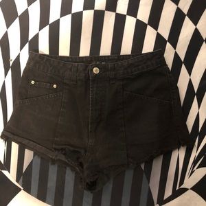 high waist black jean shorts